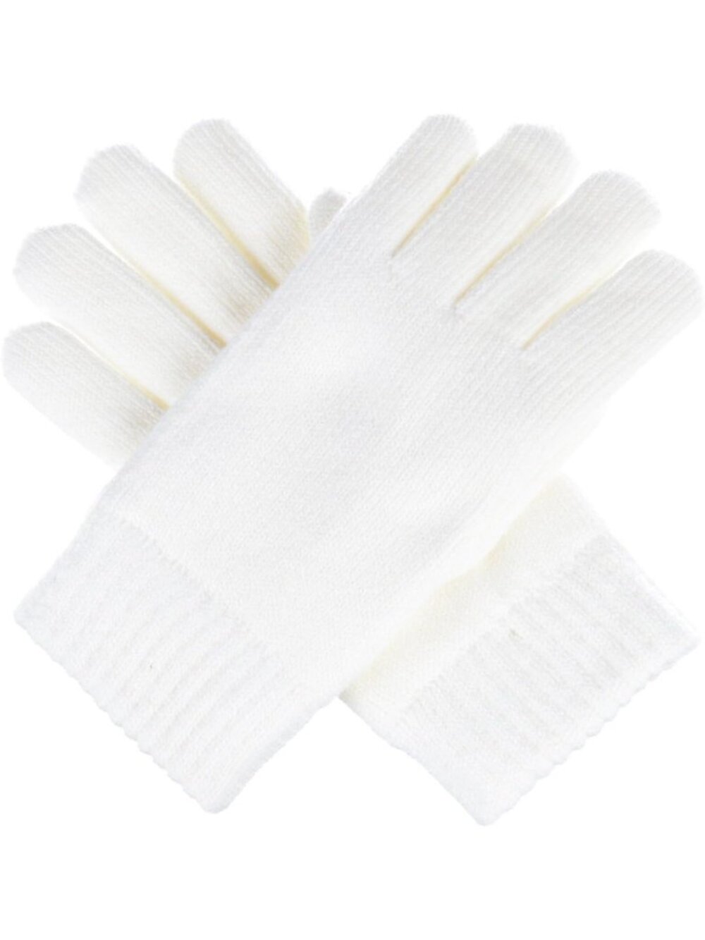 Women's White Faux fur Winter Plush Toasty Warm Plush Fleece Lined Knit Gloves